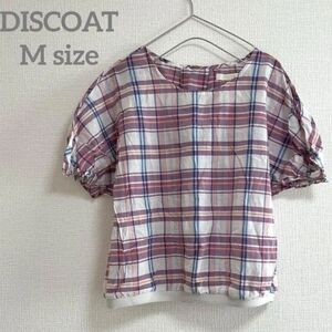 Discoat Plaid Short Sleeve Top size medium